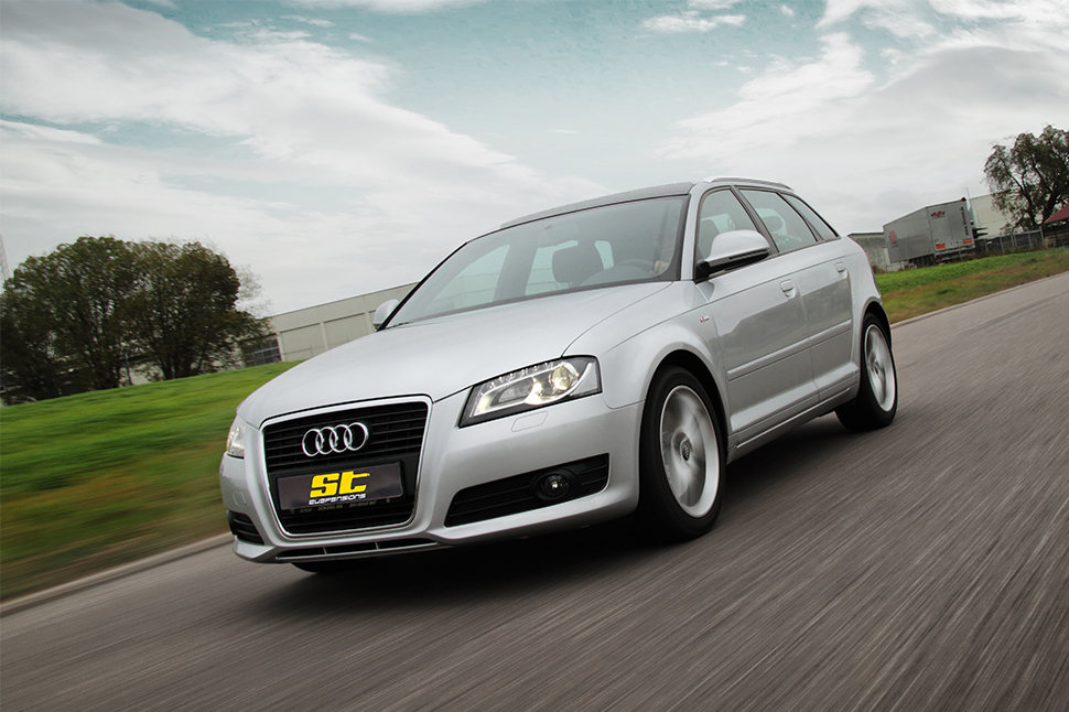 No matter whether it's discreet or the maximum technically possible: with our ST wheel spacers you ensure the perfect fine-tuning of your wheel/tire combination mounted on the Audi A3 (8P, 8PA).