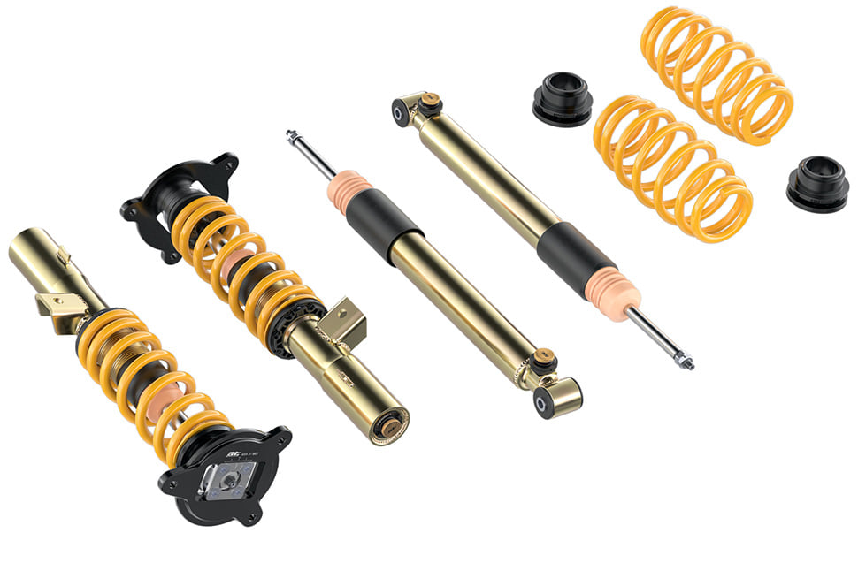 The ST XTA plus 3 coilover disposes of adjustable top mounts on the front axle and linear racing springs.
