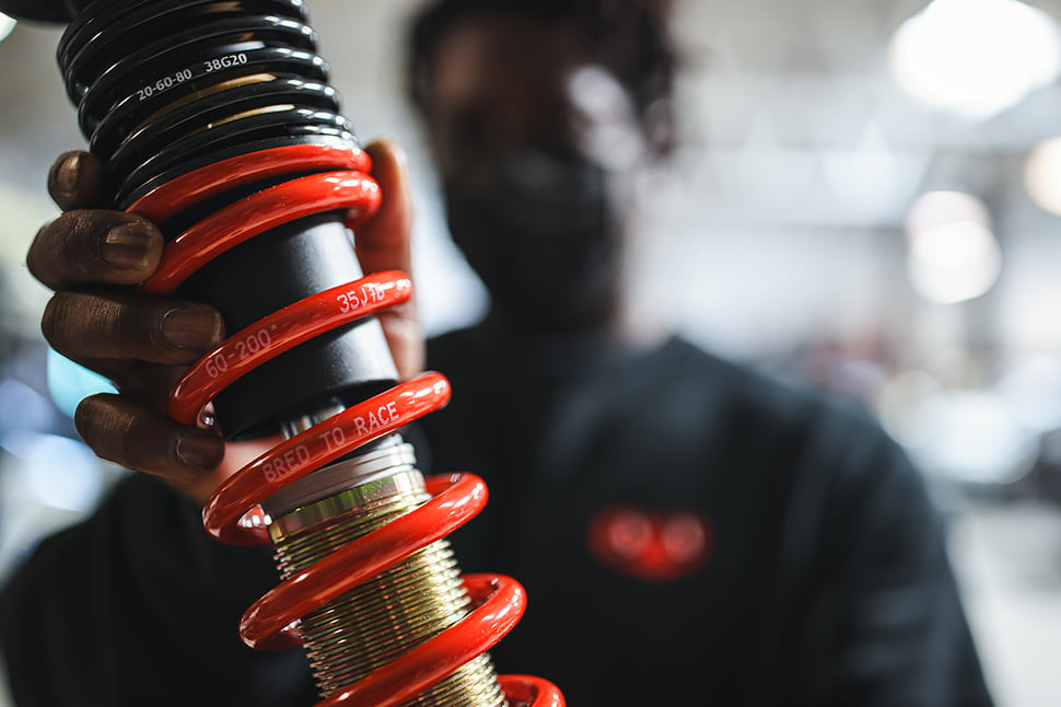 Always a reason to be happy: a customized ST coilover suspension.